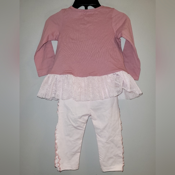 🆕️ Baby Girls Dusty Rose & Pink Outfit "Born To Rule" 2 Piece Set Top Pants ⭐️ - Picture 4 of 6